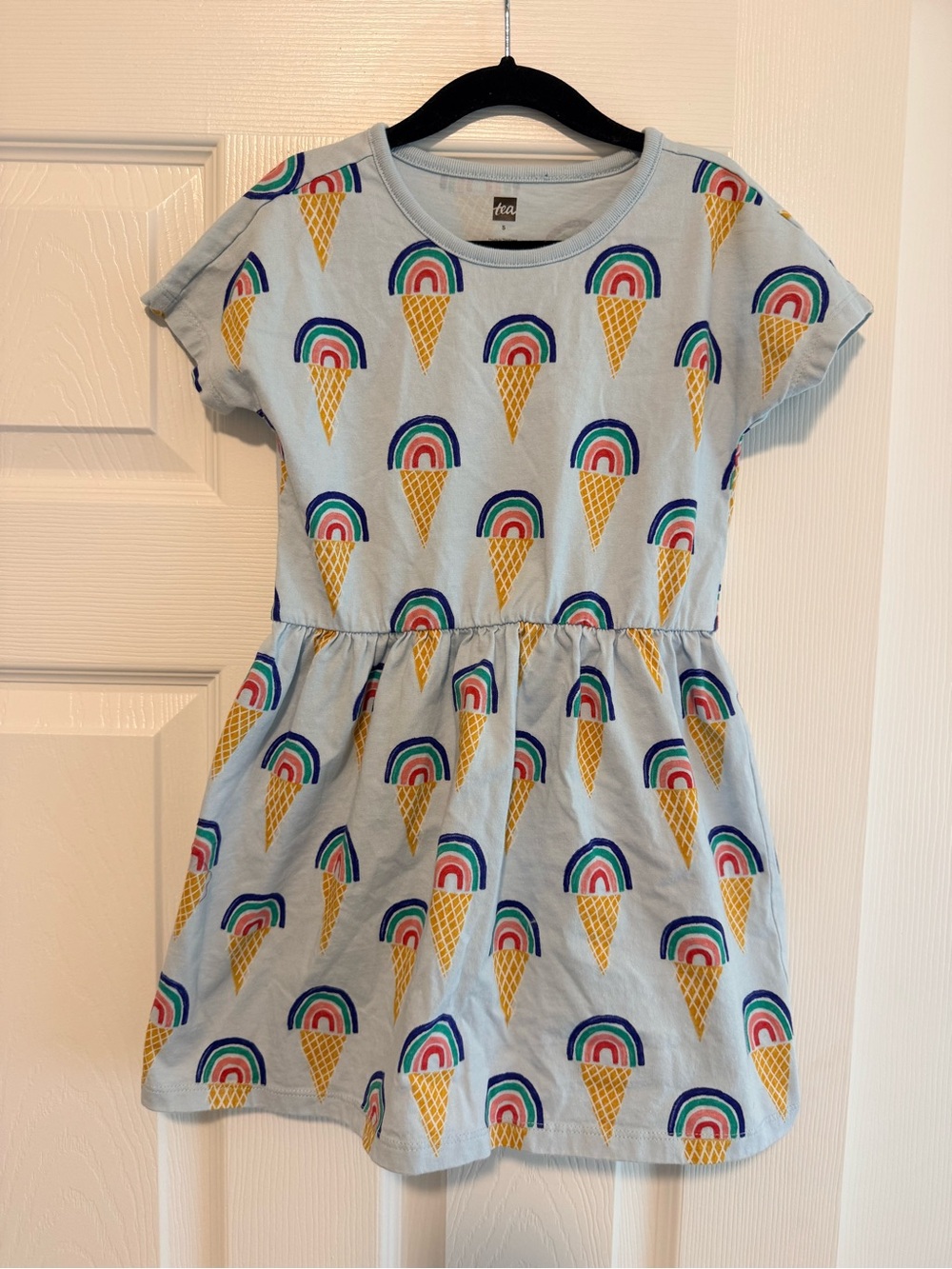 Tea Collection Light Blue Ice Cream & Rainbow Print Kids Dress